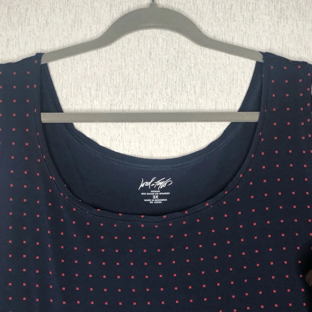 Lord Taylor Womens Tank Top Plus Size 3X LOT OF 2 Navy Blue Print & Brown Solid - Picture 2 of 13